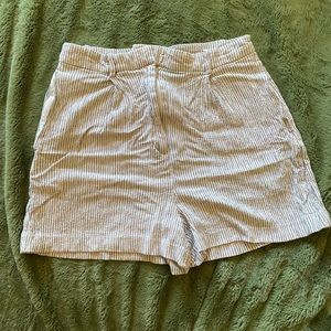 H&M Pinstriped white high waist shorts